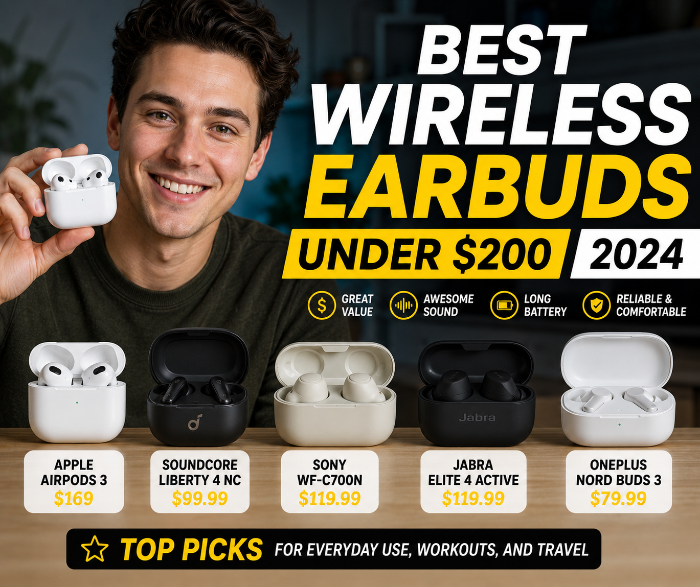 Best Wireless Earbuds Under 200 Dollars 2024