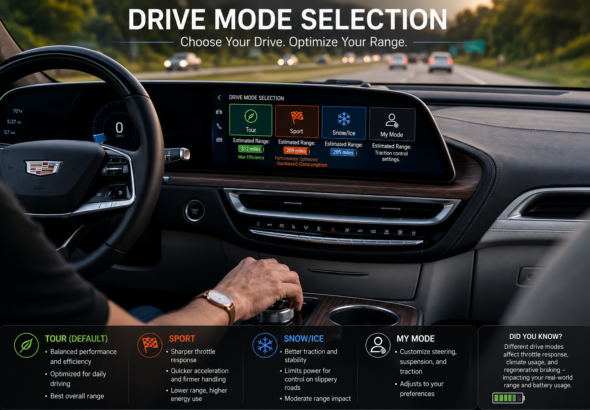 Do The Driving Modes In Cadillac LYRIQ Offer Different Ranges Or Battery Usages?